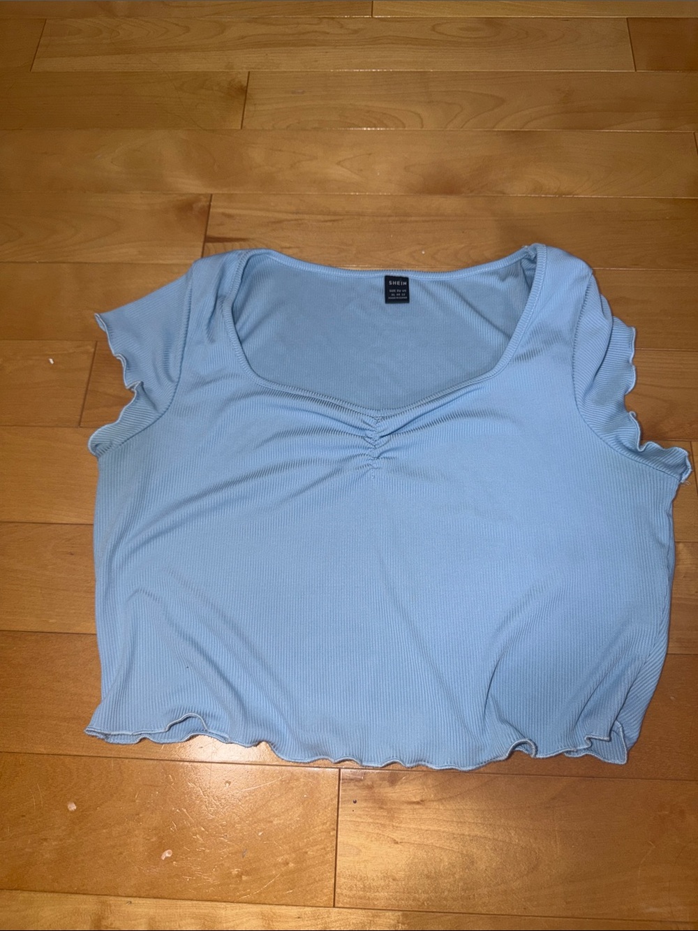 Light Blue Women’s scoop Neck Ruched Crop Top